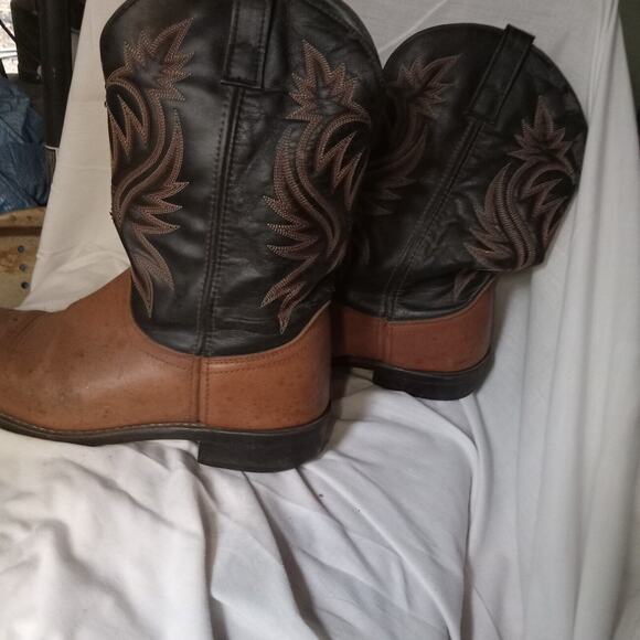 Laredo 4248 Men's Western Boot 2 Tone Brown Embossed 12D - Picture 10 of 12